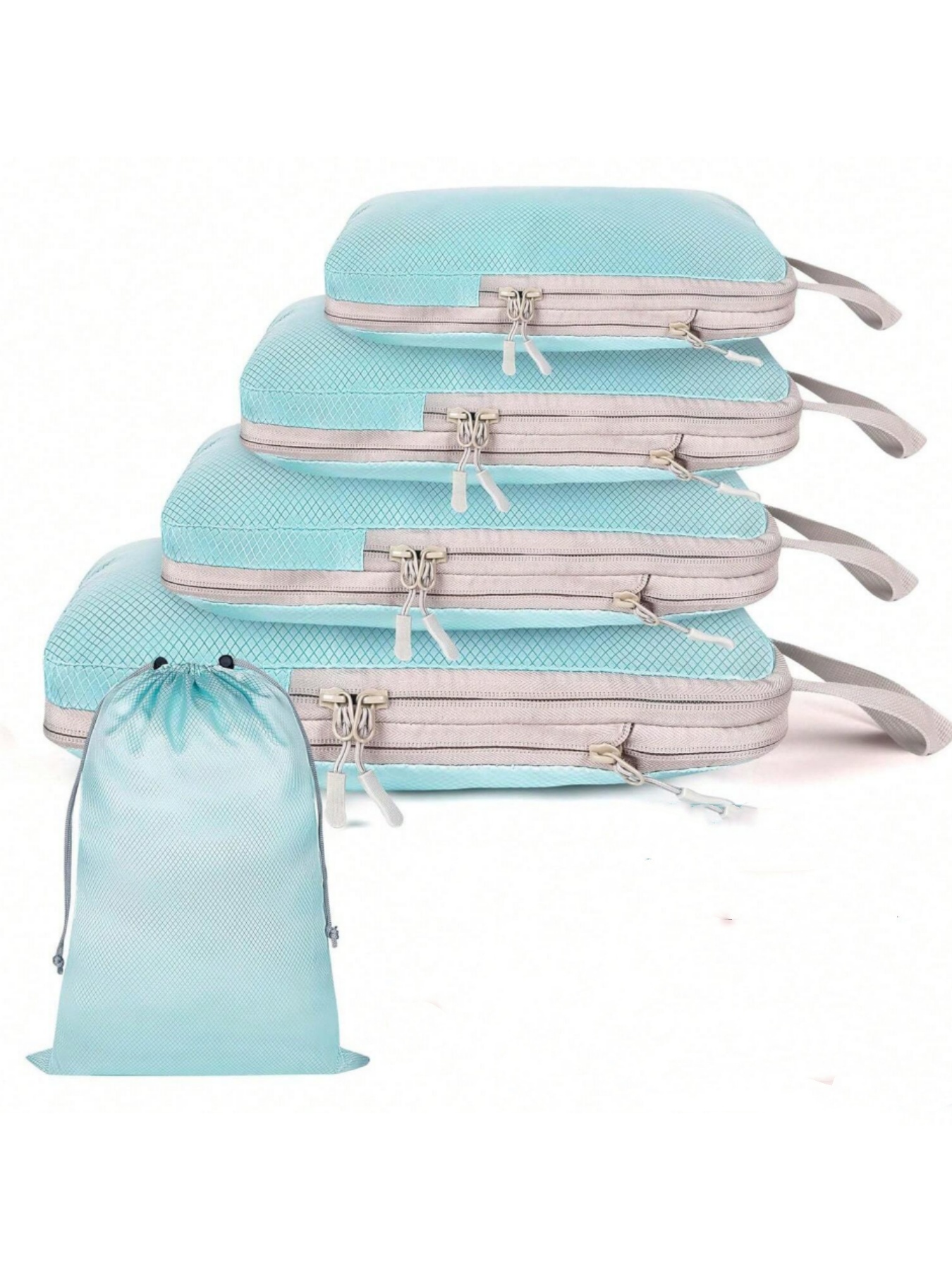 Set/6 stuks samendrukbare verpakking reisopbergtas kubussen waterdichte koffer nylon draagbaar met handtas bagage-organizer: Oranje