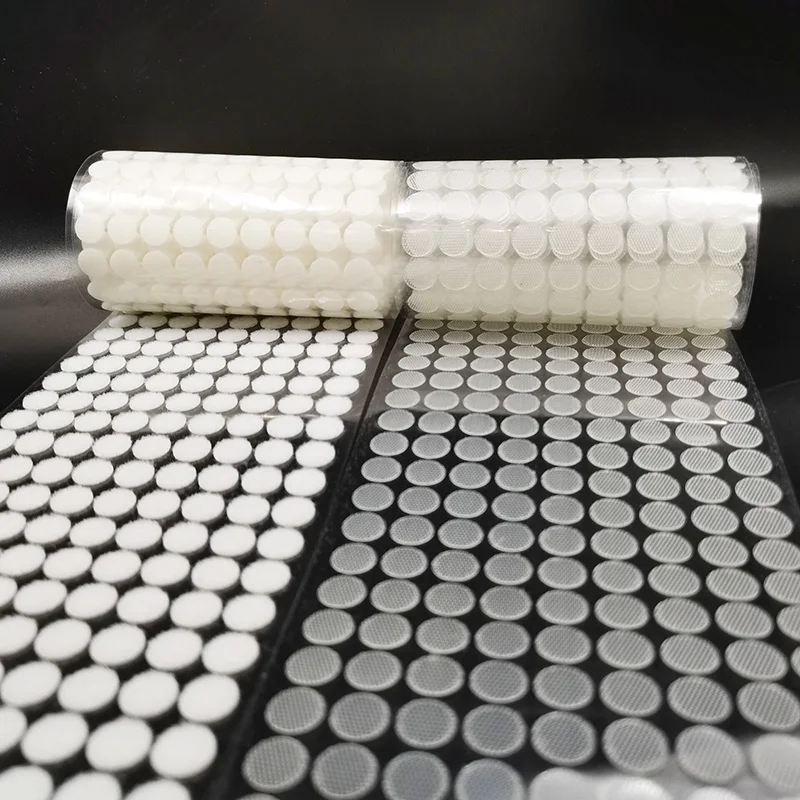 100 paar selbstklebende, weiße, transparente klettpunkte mit starkem kleber, rundes klettband, 10/15/20mm stück