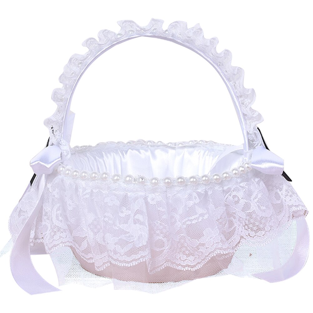 Panier de mariage blanc style occidental, petit panier à fleurs Portable pour fille, fournitures de mariage: B
