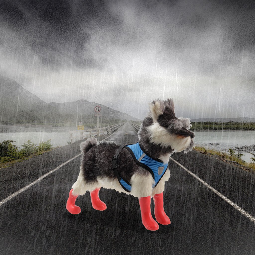 4pcs Pet Dog Shoes Waterproof Rain Pet Shoes For Dog Puppy Rubber Boots Candy Color Puppy Shoes Pet Products