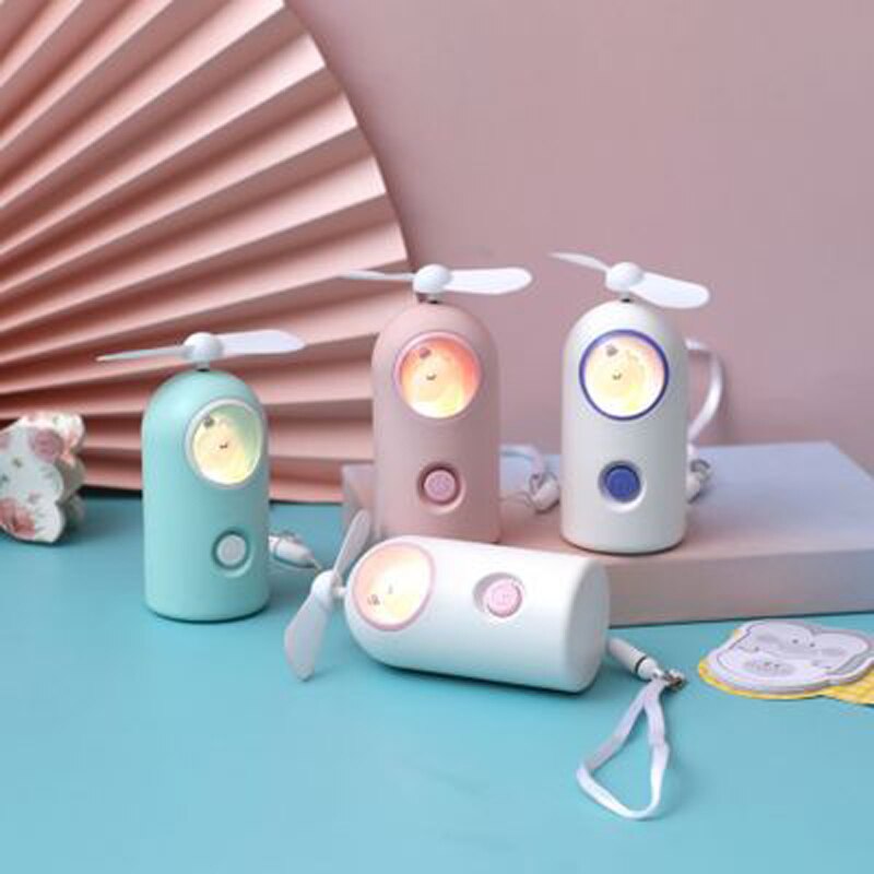 night light Unicorn fan mini fan Mini Summer electric fan cartoon cute girl Mini Fan portable USB charging fan