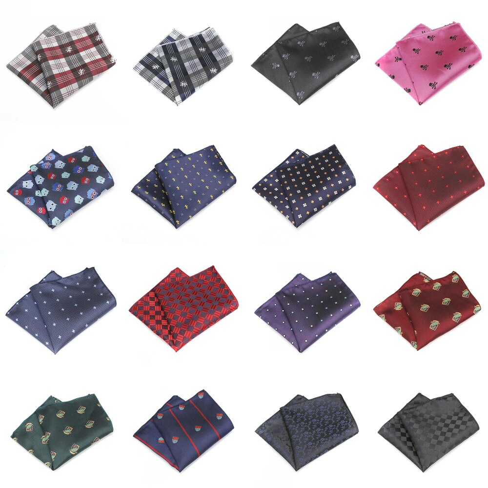 KR1328 Men's Polyester Silk Handkerchiefs Pocket Squares Mixed Patterns Jacquard for Suits Jackets Wedding Party Business