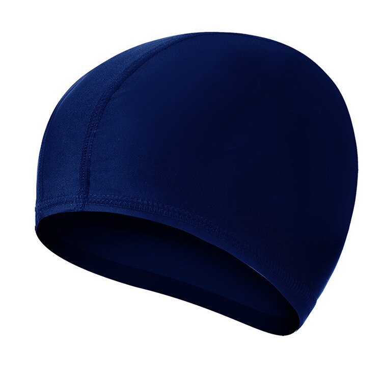 Soft Swimming Caps Waterproof Stretchable Ears Protection Long Hair Sports Swim Pool Hat Bathing Hat Adult Sport Hats: Navy blue