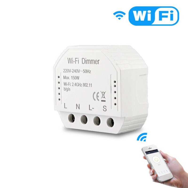 Variateur de lumière LED WiFi intelligent ABSF pour interrupteur Smart Life/Tuya APP télécommande 1 commutateur, fonctionne pour Alexa ou Google Home