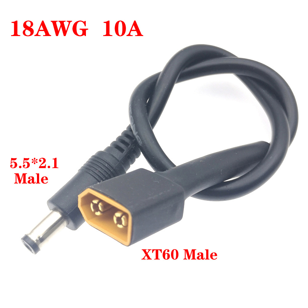 1 Uds 10A Ultra-suave XT60 conector macho hembra a DC 5525/DC5521 Cable de alimentación para reparación de campo multirotor Fly FPV aplicar: Naranja