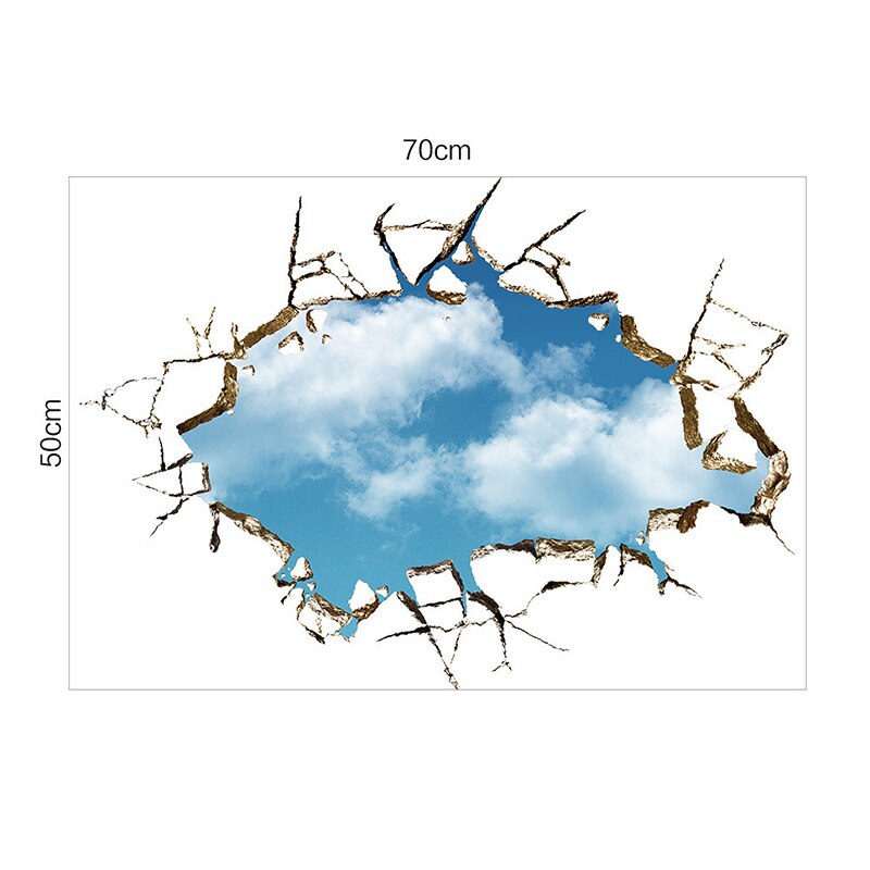 3d Sticker Ceative Gebroken Muur Blauwe Hemel Muurstickers Voor Slaapkamer Woonkamer Plafond Vloer Decor Muurstickers Pvc Art muurschilderingen
