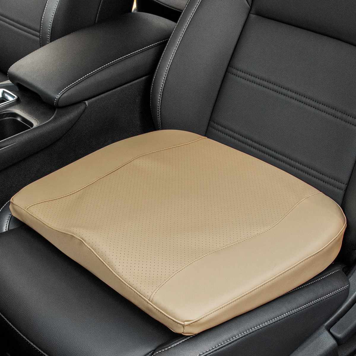 PU Leather Car Seat Cushion Automobiles Seat Covers Chiar Cushion Pad Memory Foam Breathable Comfortable Soft Home Office: Beige