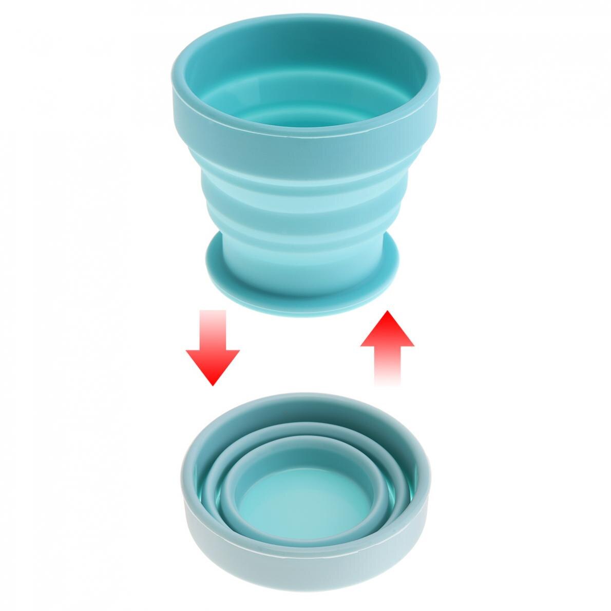 100ML 2 Kleuren Optionele Draagbare Schaalbare Circulaire Siliconen Opvouwbare Beker met Tether voor-50 Celsius ~ 200 Celsius