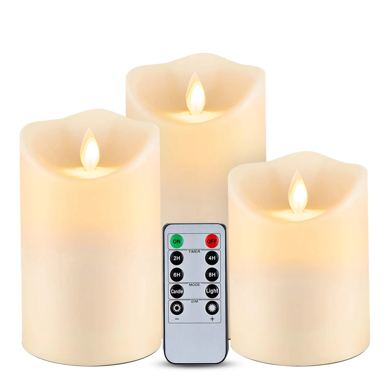Velas parpadeantes sin llama para exteriores e interiores, 3 unidades/juego, velas LED con Control remoto, vela de Pascua, iluminación decorativa para boda: Color blanco cálido
