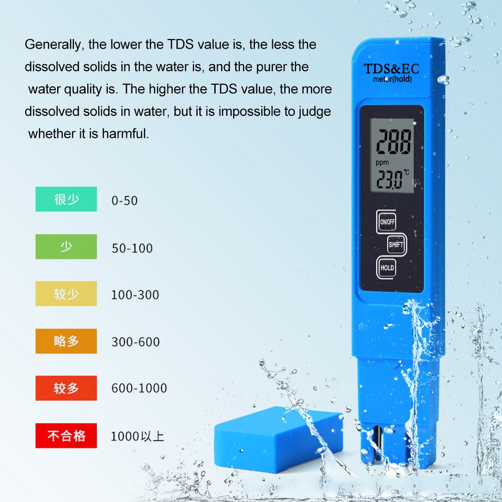 LCD Digital Water TDS/EC/Temperature Meter Pen Water Purity Tester