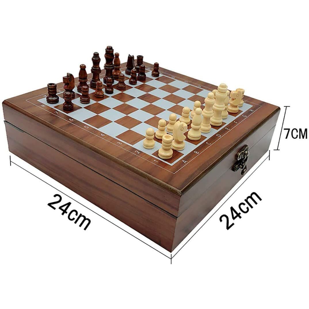 4 In 1 Schaakspel Houten Internationale Schaken Poker Dice Domino Familie Party Entertainment Tafel Board Games (Houten)