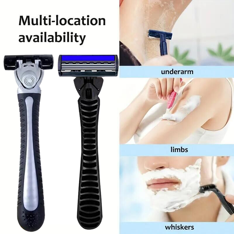 Maquinilla de afeitar Manual de 3 capas para mujer, maquinilla de afeitar clásica, juego de afeitado, cuchillas de acero inoxidable reemplazables, afeitadora para mujer con tira de lubricante, reutilizable