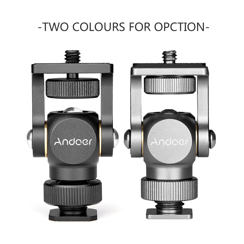 Andoer-soporte para Monitor de vídeo, Mini soporte de luz LED, cabeza de bola, aleación de aluminio, Zapata fría, tornillo de 1/4 pulgadas para cámara DSLR