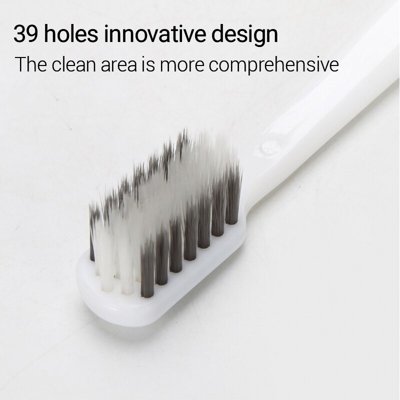 10 cepillos de dientes de cerdas suaves de seda con cepillo de carbón de bambú, cepillos de dientes para adultos para hombres y mujeres en blanco y negro, juego familiar