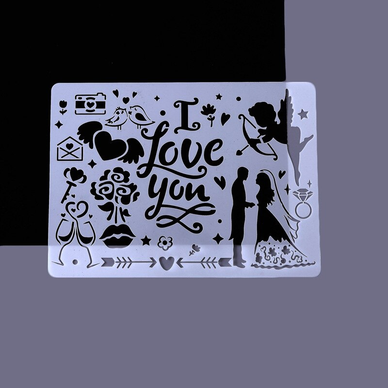 A4 Hollow Painting Stencil Spray/hand Painting Template Pre Tracing Ruler Stencils for DIY Scrapbooking Journal Decoration: No.1