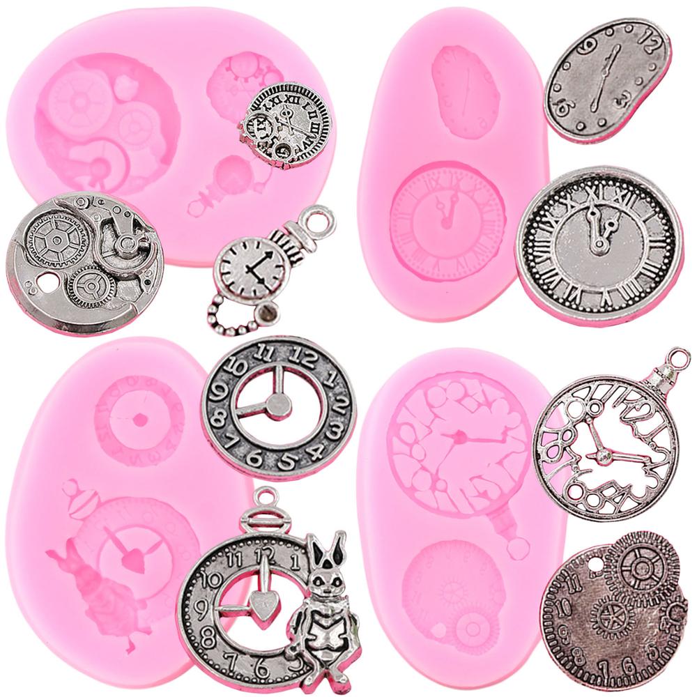Moldes de silicone para borda de bolo, molde de relógio para borda de bolo, forma de fondant, ferramentas de decoração de bolos, argila doce, moldes de chocolate