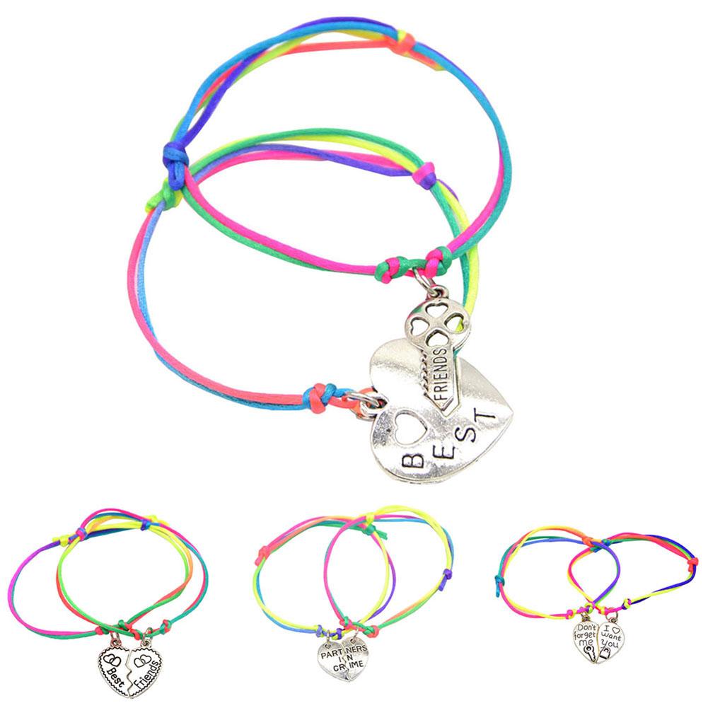 Kvinner jente bokstav utskåret hjerte bff beste venner matchende armbånd