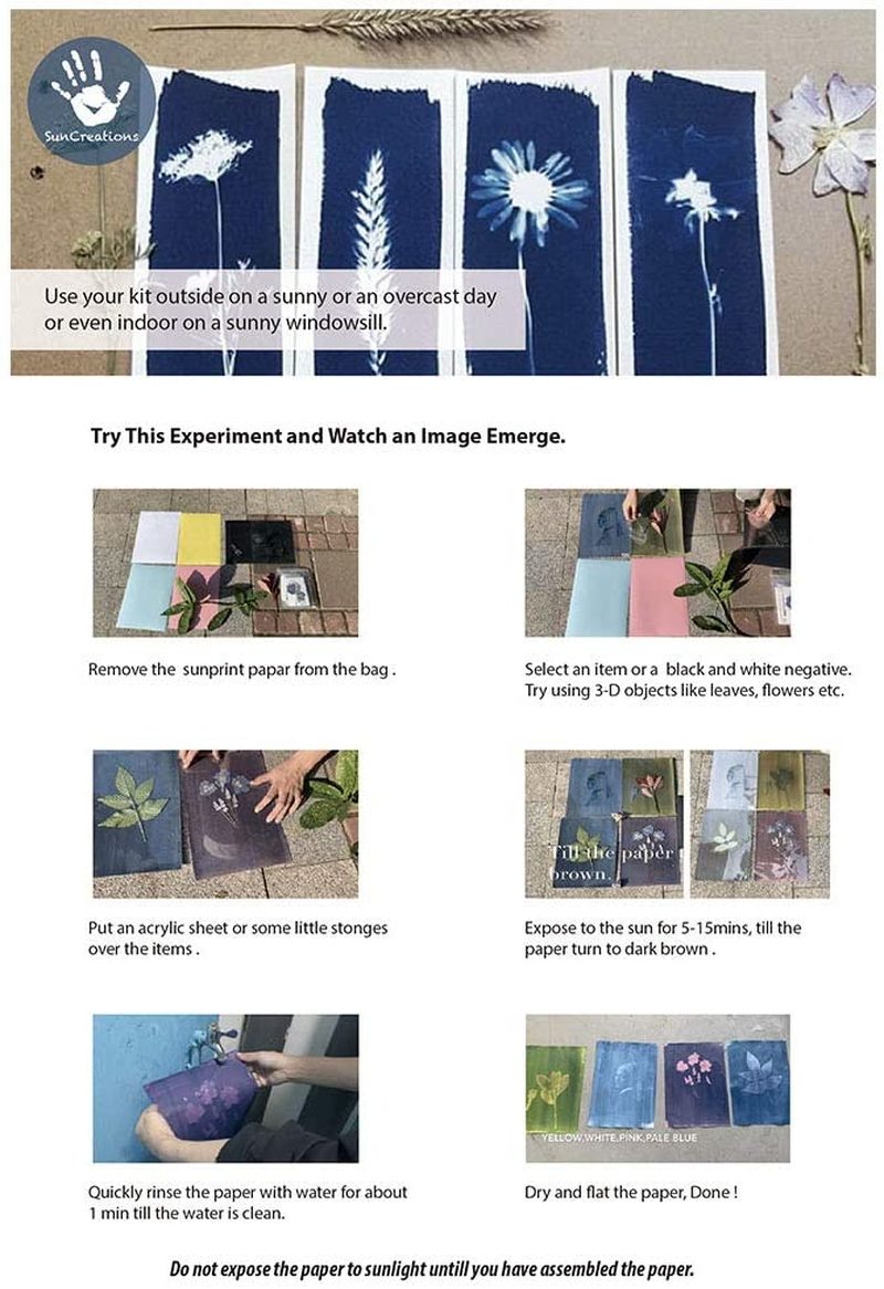 A4 Sun Activated Nature Print Paper Sun Activated SunCreations Cyanotype Paper High Sensitivity Sunprint Printing Paper 24pcs