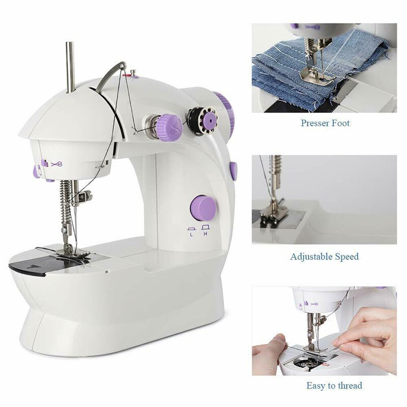 Mini Electric Desktop Sewing Machine 6W 2-Speed Lockstitch Sewing ABS+Electronic Components Sewing Machine