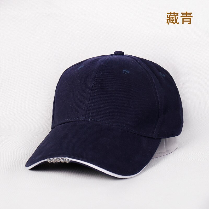 Faro LED gorra béisbol camuflaje pesca nocturna gorro exterior ligero gorro alpino lengua de pato montaña escalada Hip Hop Snapback: Azul marino