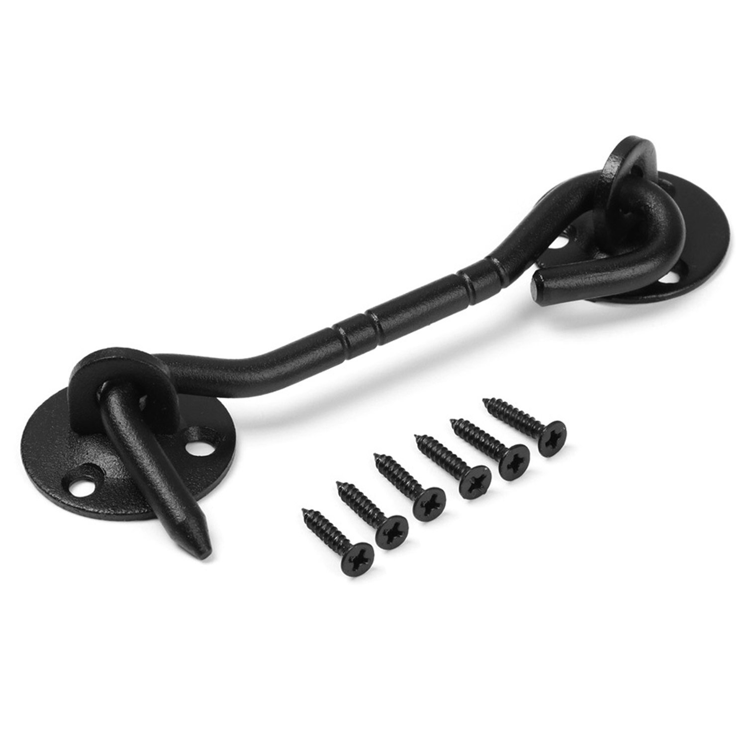 4 inch Cabin Hook Barn Door Latch Doors Bathrooms Windows Eye Latch Stainless Steel Silent Gate Hook with screws: Default Title