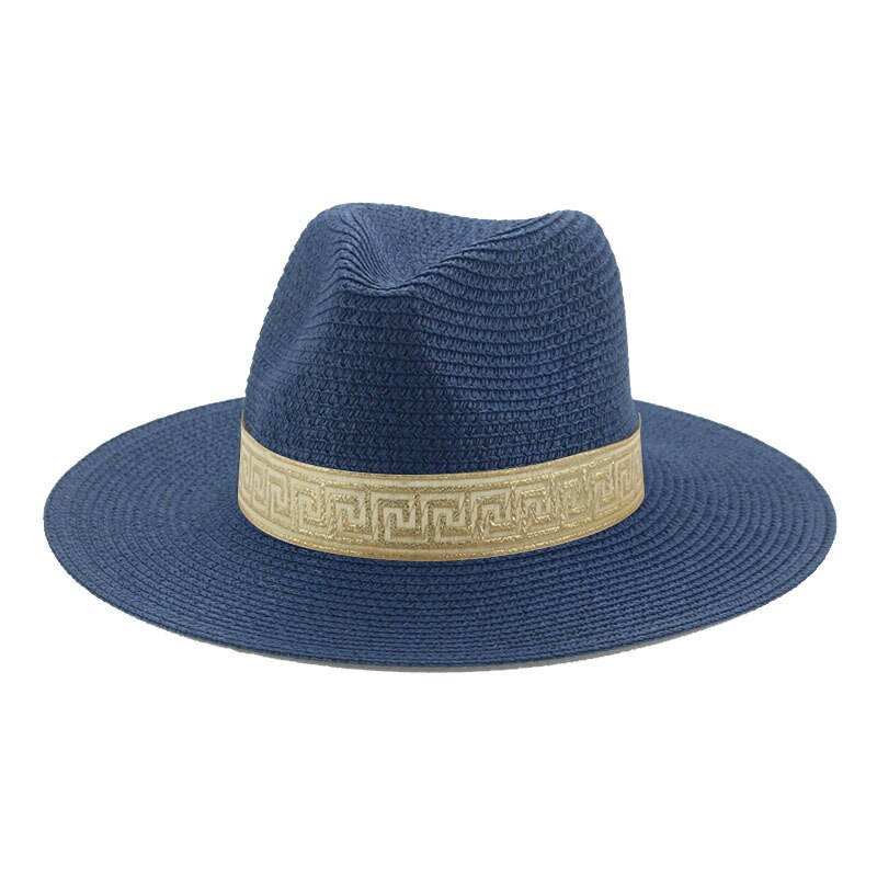 Cappelli per donna cappello a secchiello cappello estivo da donna cappello da sole solido cappelli di paglia fascia cappelli da spiaggia Casual per uomo cappello estivo Sombreros De Mujer: navy