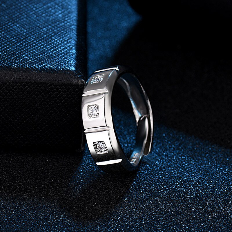 crack engraved Stainless Steel Ring Men Adjustable Simple Opening Classic Rings for Men Rock Engagement Band Jewelry