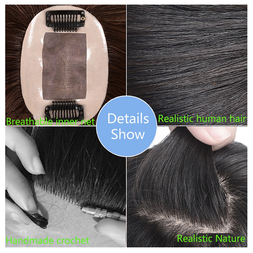 HUAYA-perruque demi-tête faite à la main, perruque naturelle duveteuse Invisible, accessoires capillaires pour femmes