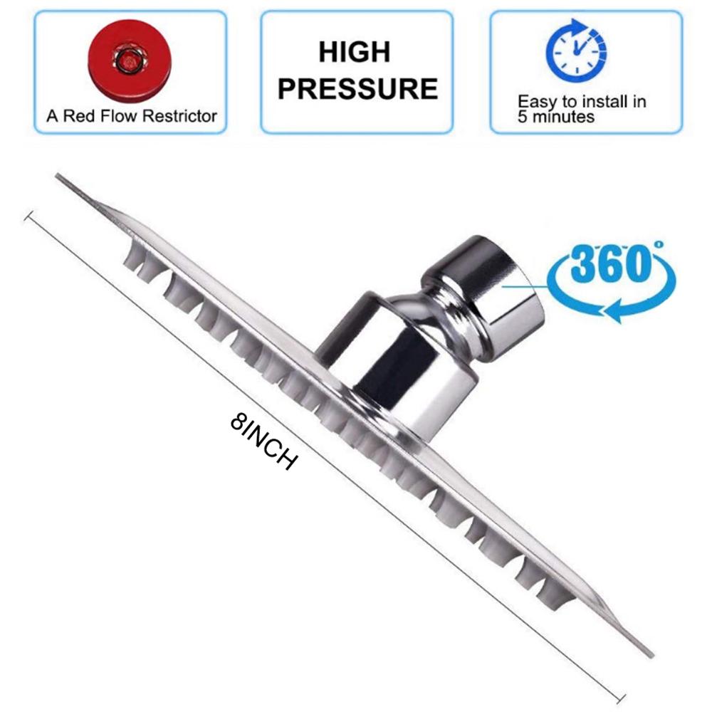 Hoge Druk Douchekop, 8 Inch Regen Douchekop, High Flow Grote Bad Douche Gemaakt Van 304 Roestvrij Staal