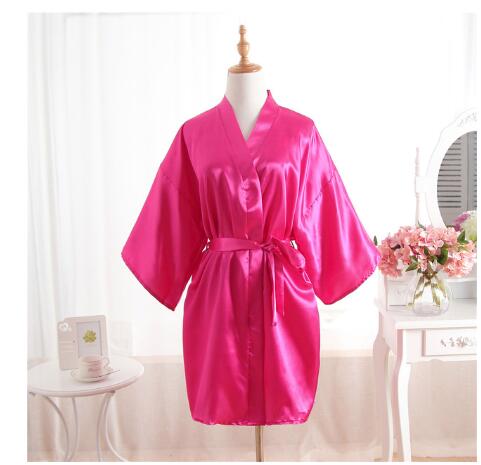 Donne calde di Seta Corto Damigella D'onore Della Sposa Abito sexy Da Sposa in Raso kimono Vestaglie Degli Indumenti Da Notte Camicia Da Notte del Vestito della Donna Accappatoio Pigiama Rosa: M / Grigio