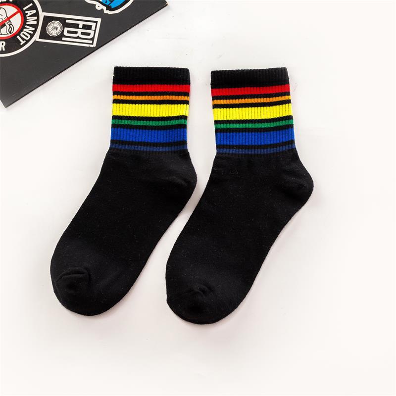 Autumn and Winter Cotton Socks Colorful Stripes for Ladies Female Leisure Comfortable Rainbow Socks Women: 06