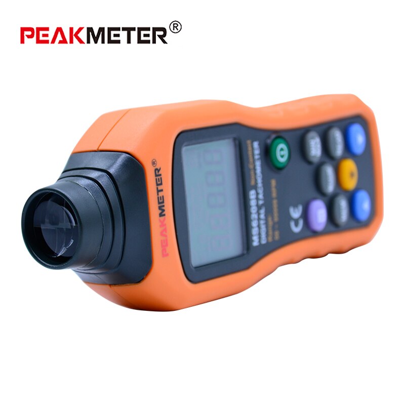 High pressional Non-Contact Digital Tachometer rpm Speed Meter with back light and automatic shutdown PEAKMETER MS6208B