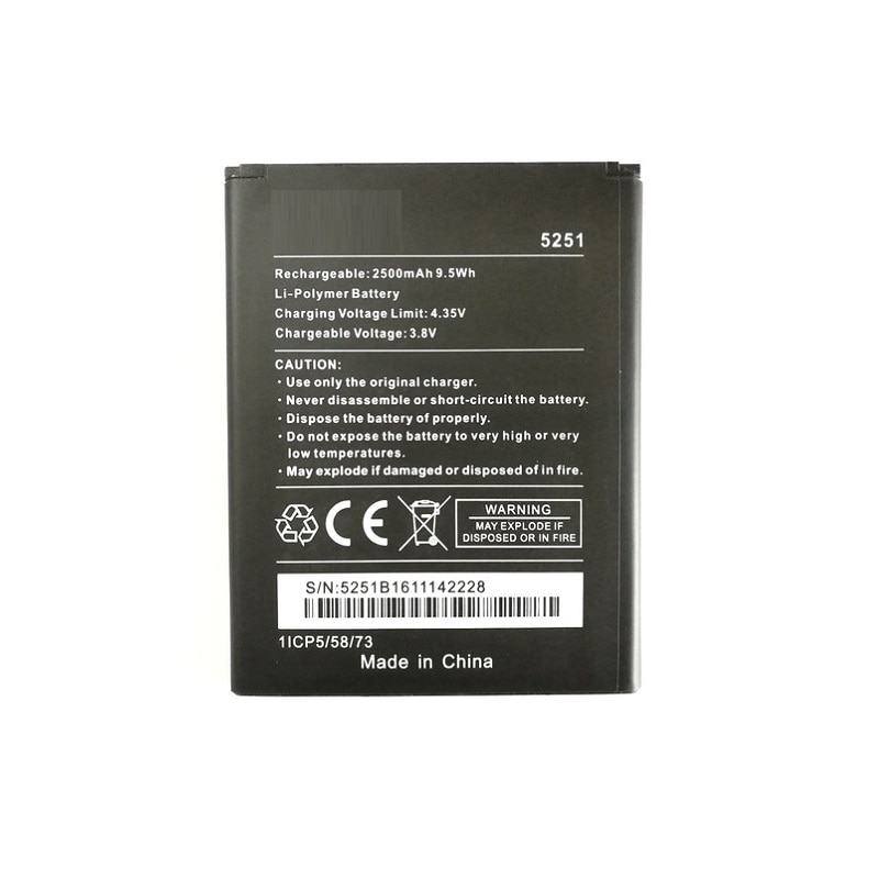 Batería Para Wiko 5251, 2500mAh, acumulador
