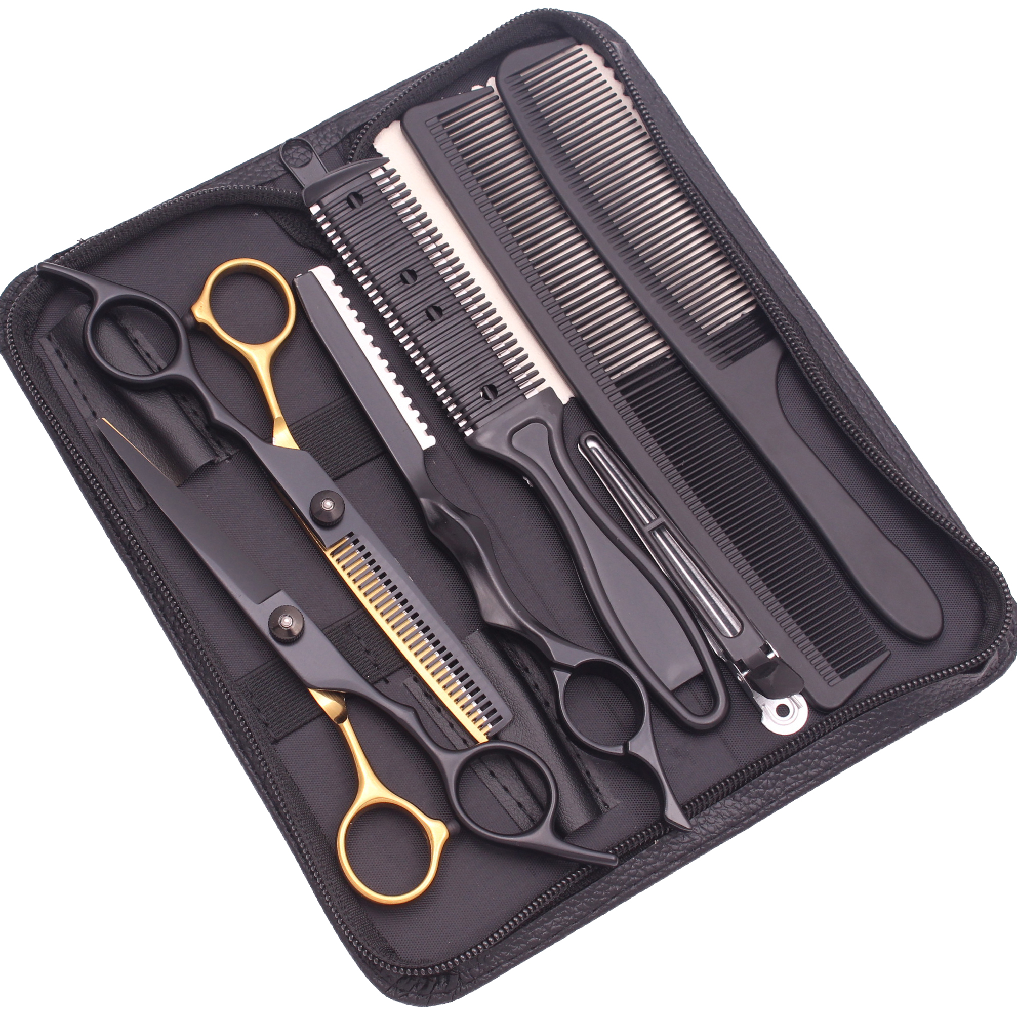 Tijeras de pelo de 6,0 pulgadas, tijeras de corte profesionales, adelgazamiento, peluquería, corte de pelo, peine, juegos de maquinillas de afeitar, salón, peluquero y hogar, triangulación de envíos