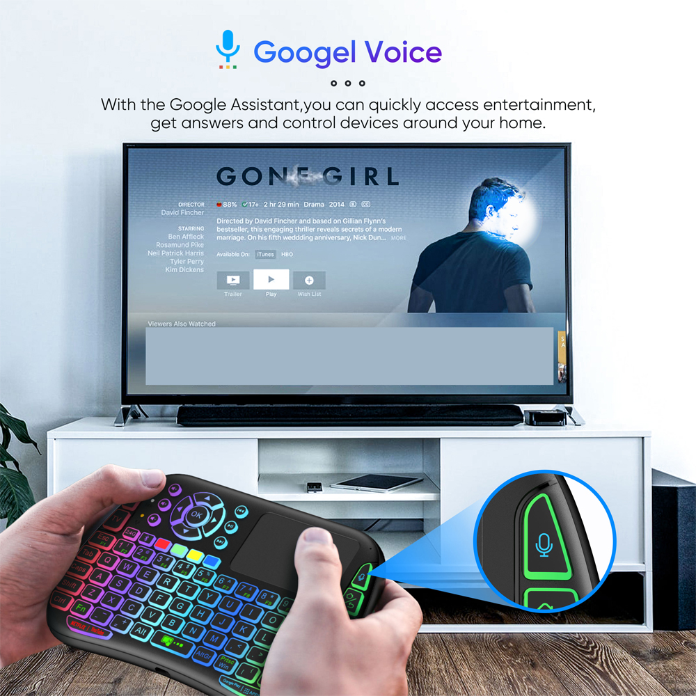 Yitukeji M9 Bluetooth Mini Wireless Keyboard 7 Podświetlana mysz Google Voice Air Mouse Remote Lithium Battery dla Android TV Box PC