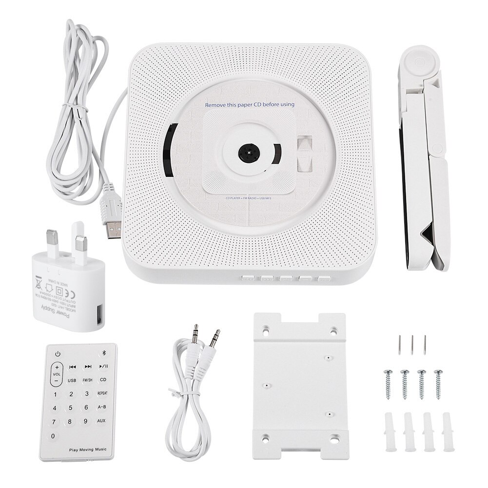 Portable Wall Mounted Bluetooth Stereo Remote Control CD MP3 Player UK Plug CD CD-R CD- RW MP3 WMA Music