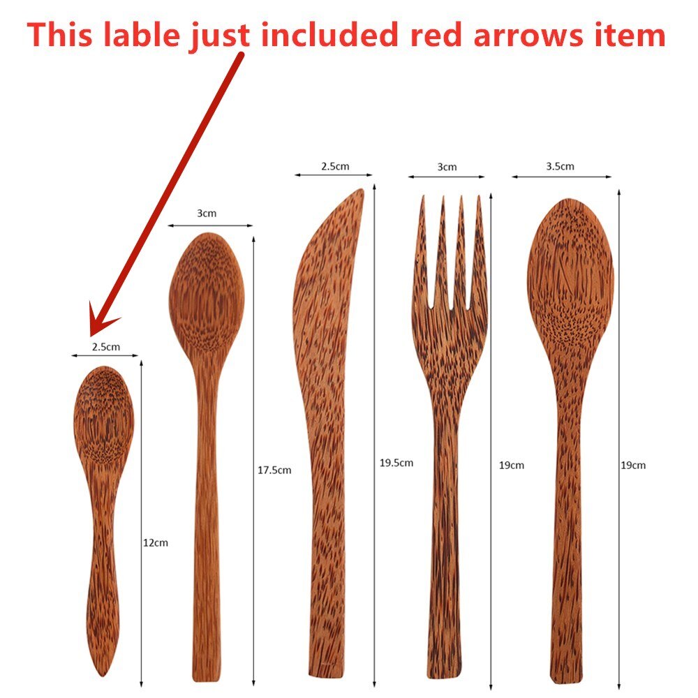 1PC Organic Coconut Palm Coconut Löffel Holz Besteck Natürliche Bambus Holz Löffel für Coconut Shell Schüssel Bambus Löffel Besteck: 1 pc 12cm Spoon