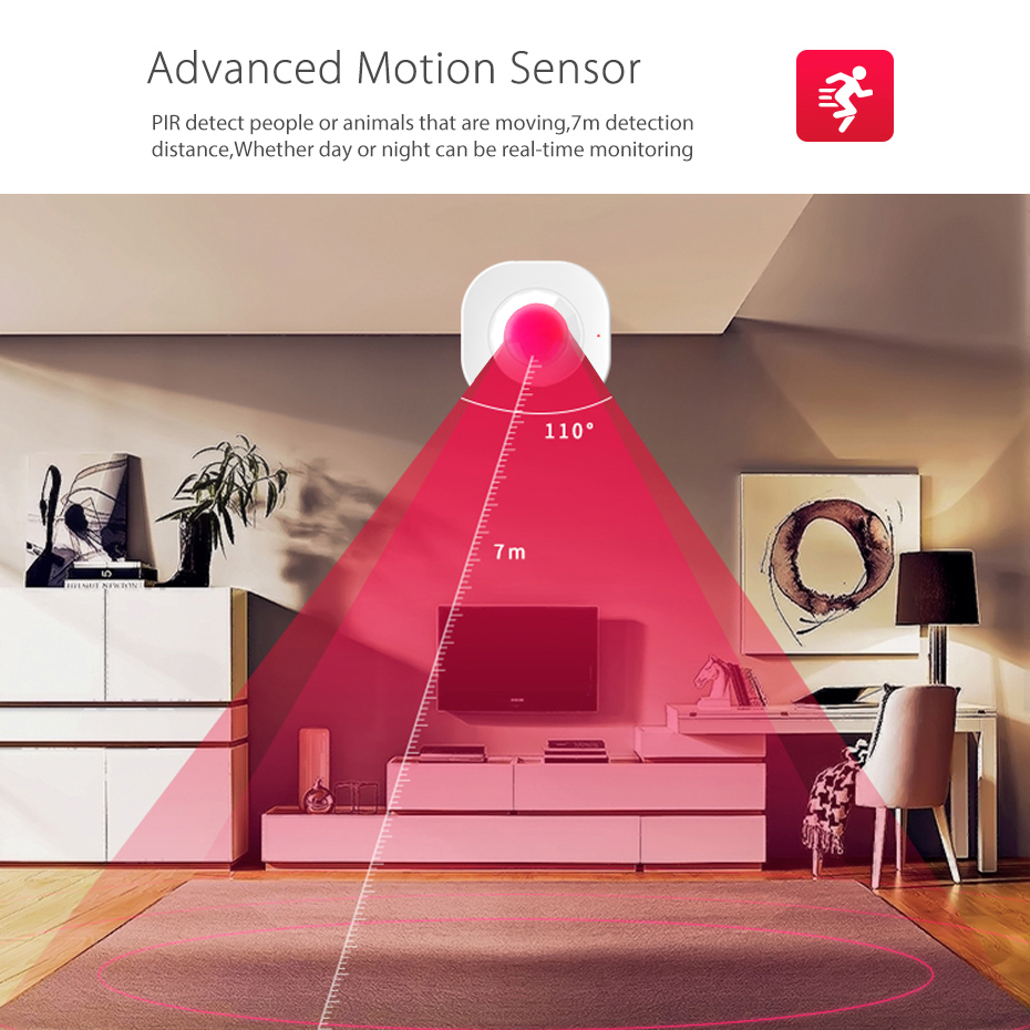 AVATTO WiFi inteligente Sensor de movimiento PIR infrarrojos pasivos Detector de alarma antirrobo de seguridad Sensor de vida inteligente aplicación de Control inteligente de casa