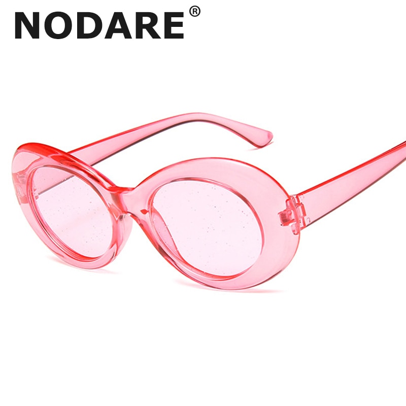 Nirvana Kurt Cobain Sunglasses Women Clout Goggles Pink Oval Sun Glasses Classic Fahion Female Clear Lens Mirror Eyewear UV400
