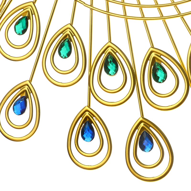 53x53cm Diamond Peacock Wall Clock 3D Large Gold Metal Watch for Home Office Living Room Decor DIY Clocks Crafts Ornaments