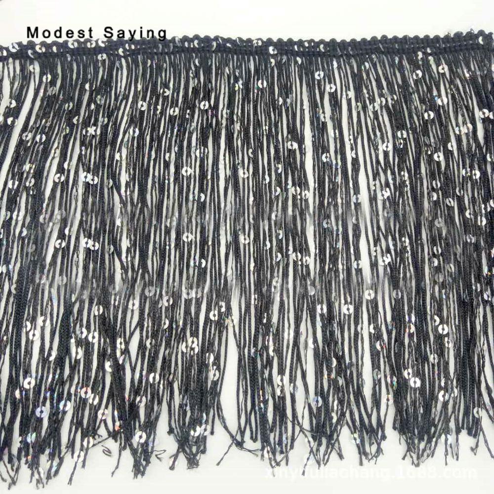 5 Yards Royal Blue 18cm Sequins Fringe Trim Ribbon Sewing Tassel Fringe Trimming Latin Dress Evening Gowns Garment Accessories