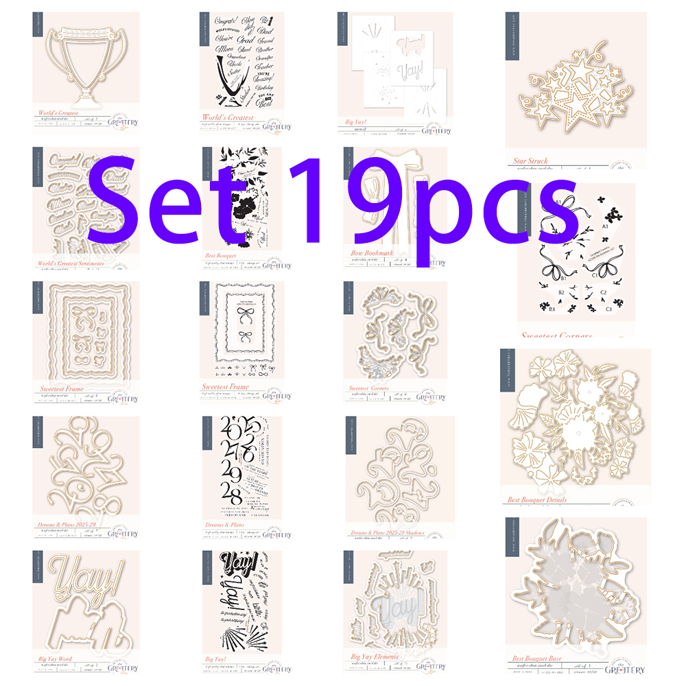Gratulationsmalsstempler stencil drømme og planer sløjfe bogmærke stjernestemplet buket sødeste rammer gør-det-selv scrapbooking kort lav