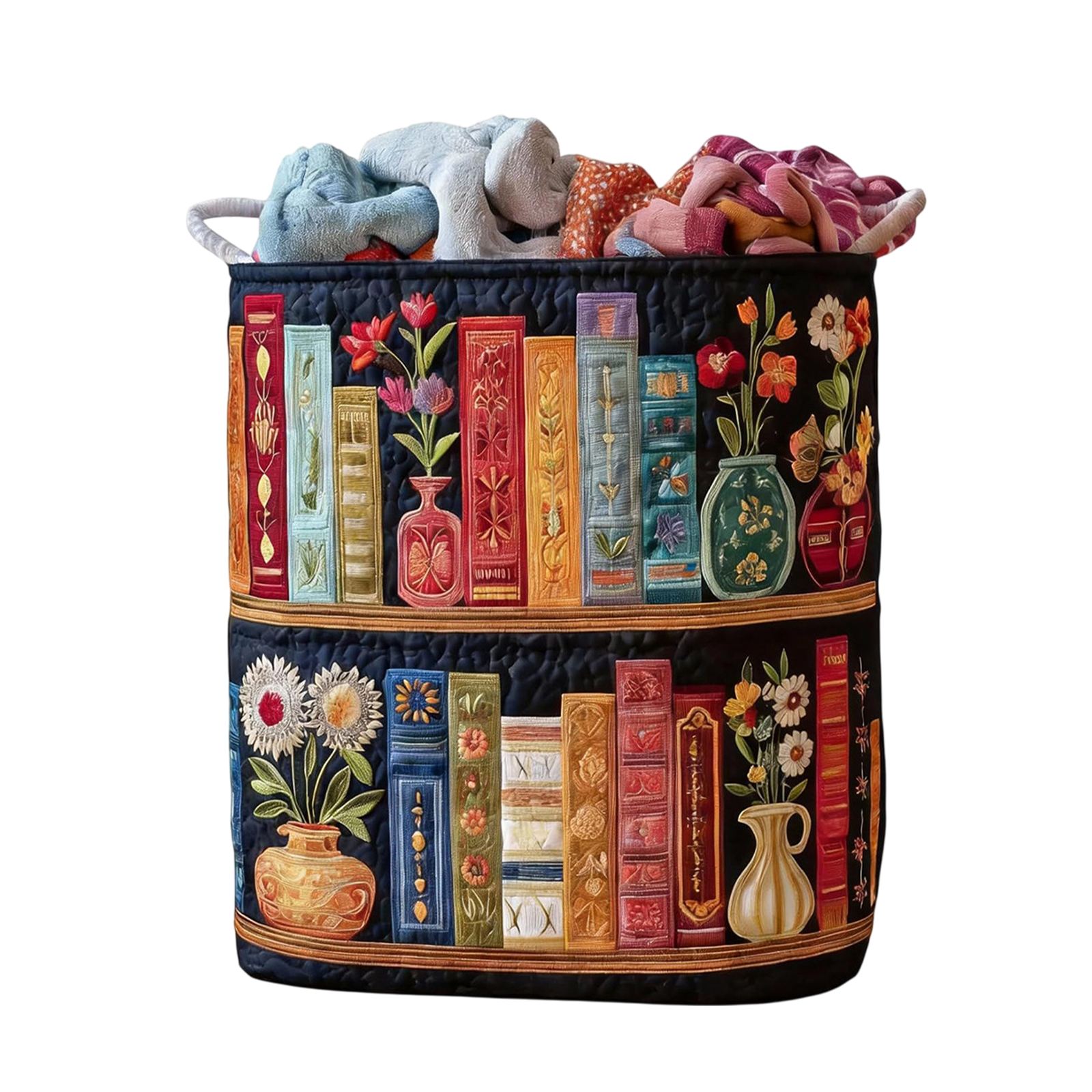 Gestikte wasmand met handvat, boho kledingopbergmand, vintage stof, bloemenopbergmand voor kinderkamer en wasruimte: lichtgroen