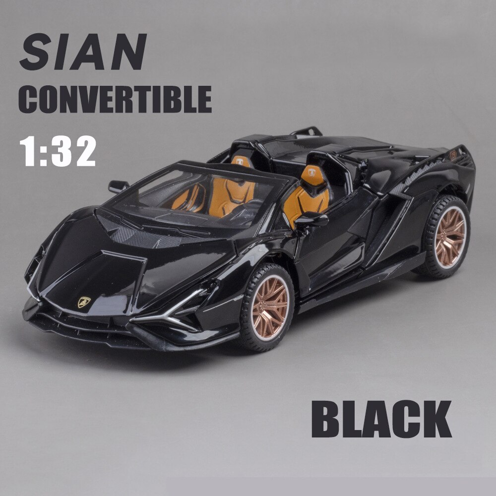 Miniatura Diecast 1:24 modello di auto in lega siano FKP37 Supercar collezione di veicoli in metallo per regalo per bambini giocattolo di compleanno bambini ragazzi: 132Convertible Black