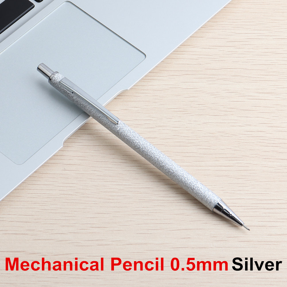 Lápiz de Metal mecánico de 0,5/0,7mm, pluma automática de prensa creativa para estudiantes, escritura, dibujo, oficina y escuela: Pencil Silver 0.5