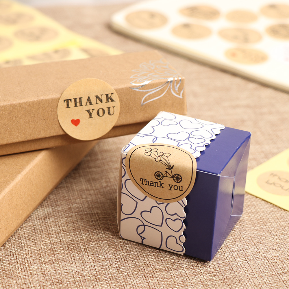 120Pcs Kraft Stickers Dank U Pakket Label Afdichting Tag Handgemaakte Doos Kaarten Papier Bruiloft/Feest/Verjaardag Supplies