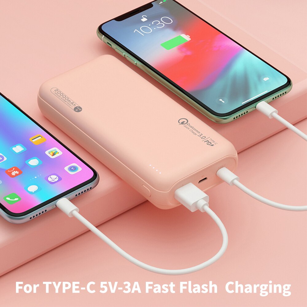Power Bank 20000mAh Portable Charger Type C PD 3.0 Quick Charge 3.0 Fast Charging Powerbank External Battery for iPhone Xiaomi