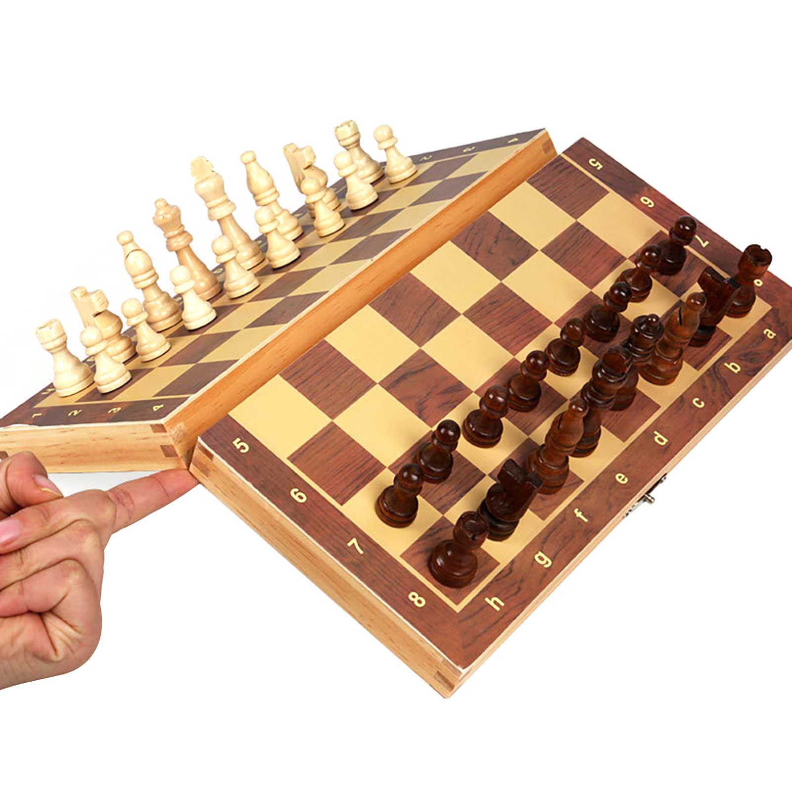 Magnetische Houten Vouwen Schaken Set Met Vervilte Game Board Interieur Voor Opslag Volwassen Kinderen Beginner Grote Schaken 39Cm * 39Cm