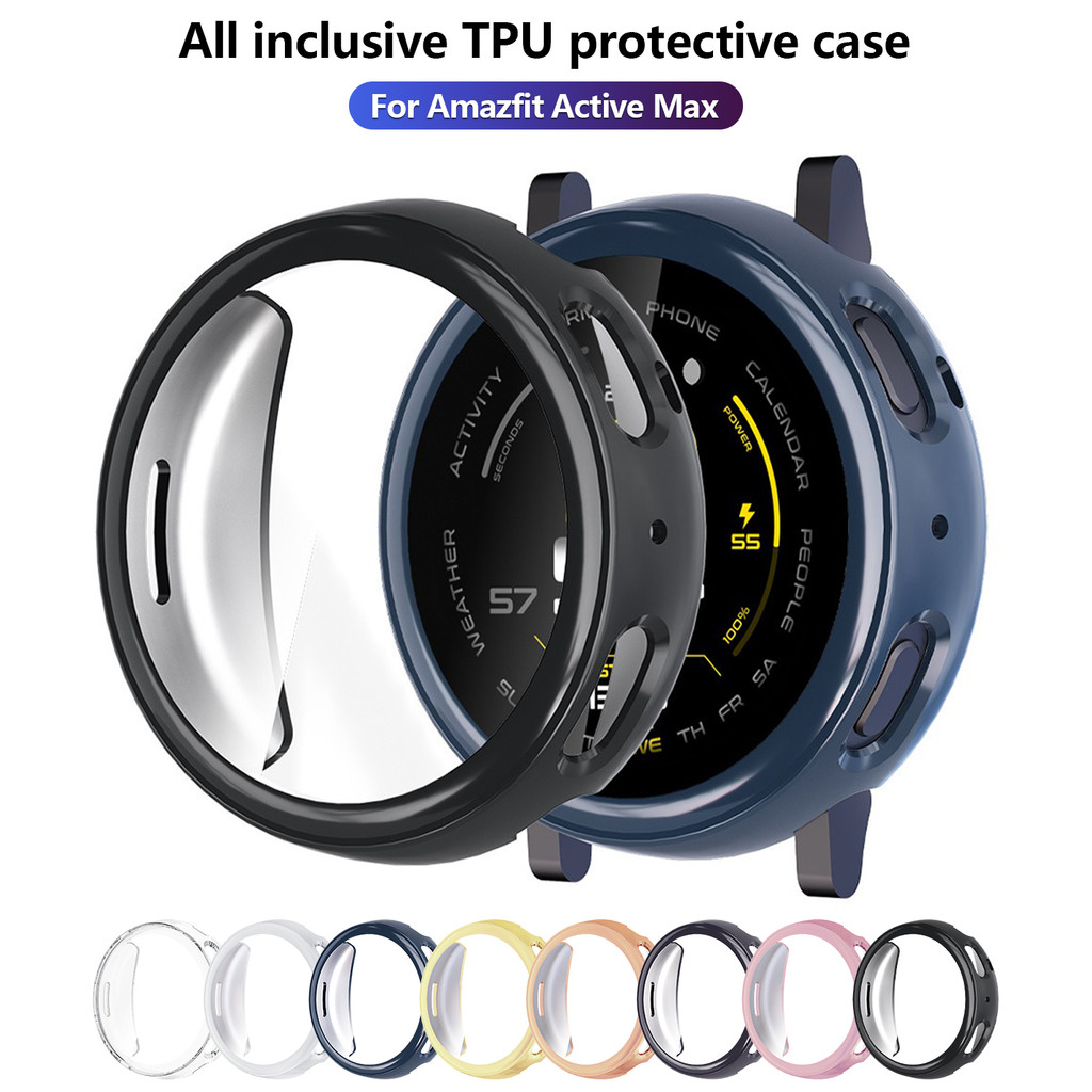 Volledige tpu-beschermhoes voor amazfit active 2 /  max, zacht, transparant, krasbestendig en geschikt voor het hele scherm.