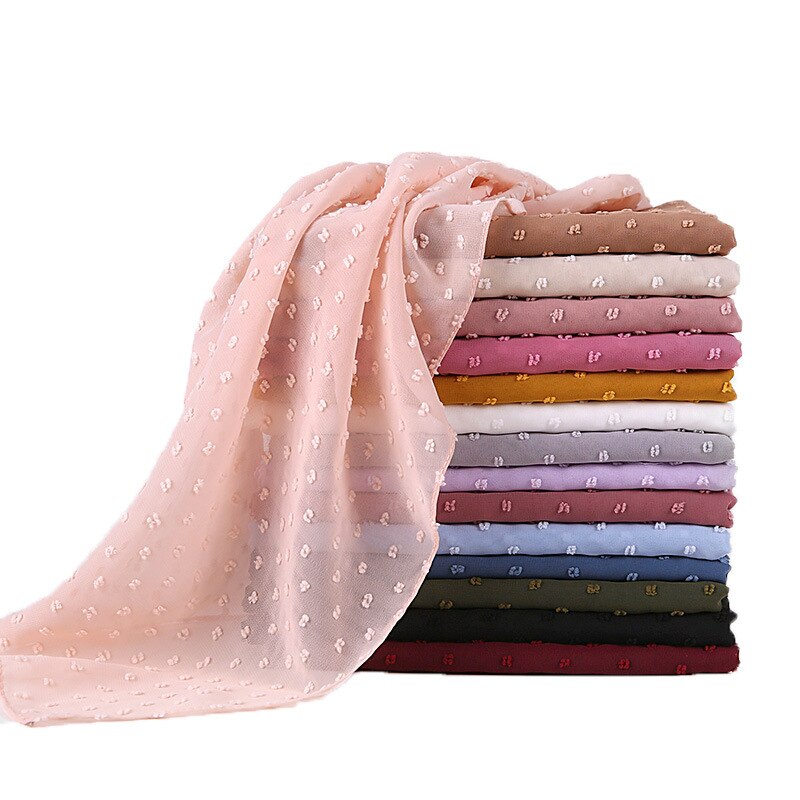 Foulard en mousseline de soie 72x175CM, couleur Pure, malaisie, indonésie, perles, couvre-tête